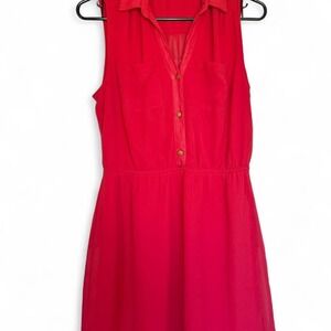 Charlotte Russe size medium M red sleeveless A-line dress with button front